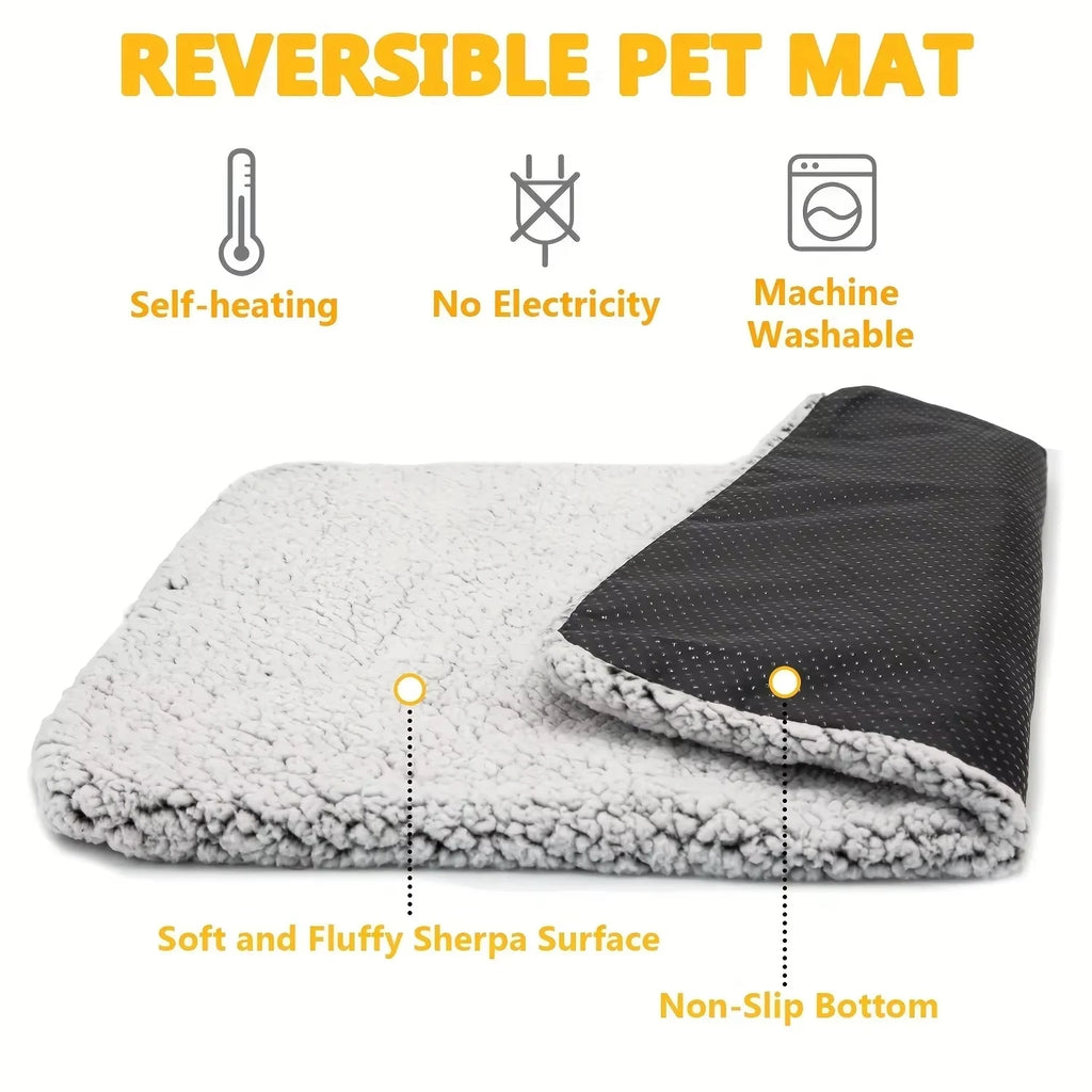 Self-Heating Pet Mat/Blanket, Suitable for Dogs and Cats, Washable Pet Warming Mat, Long-Pile Core Layer.