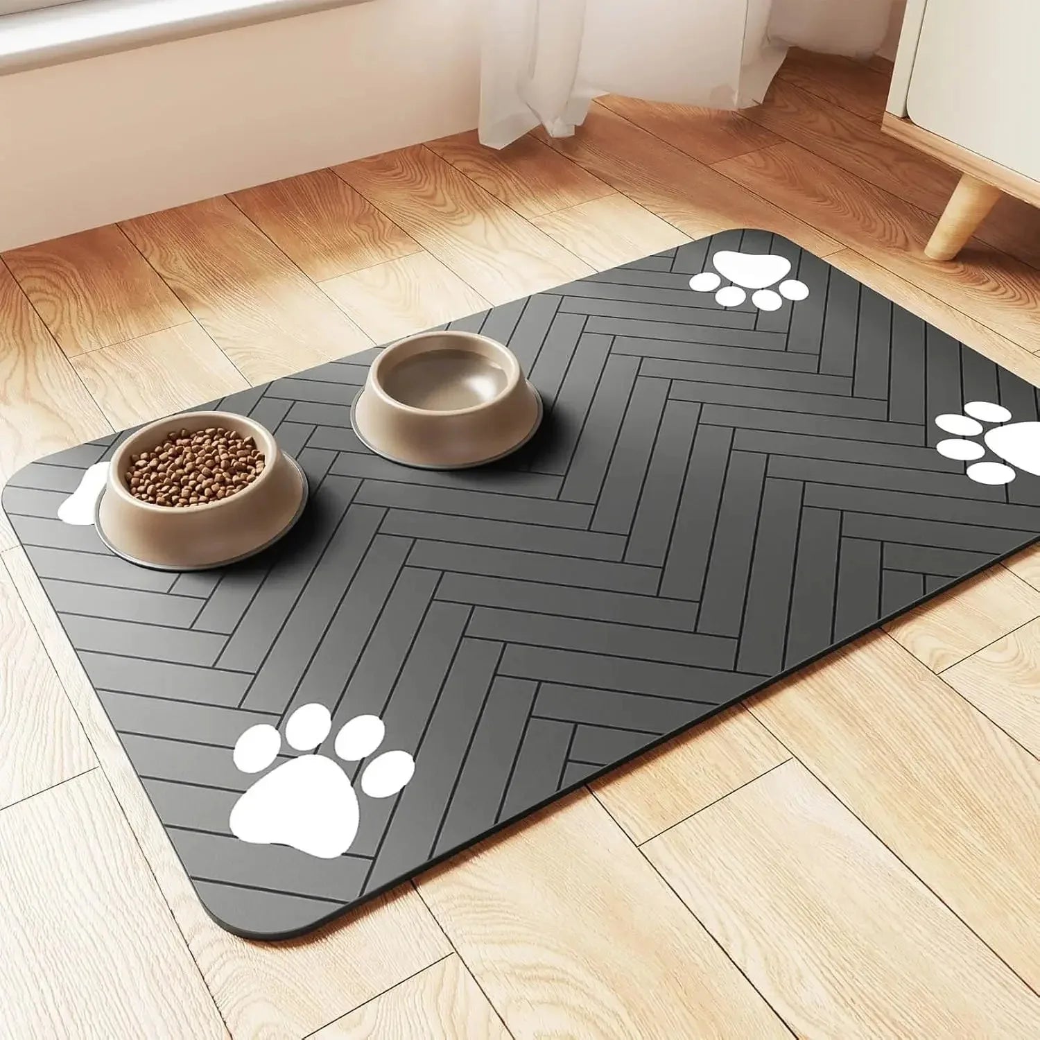 Pet Feeding Mat for Dogs & Cats – Absorbent, Waterproof, Rubber-Backed, Quick Dry