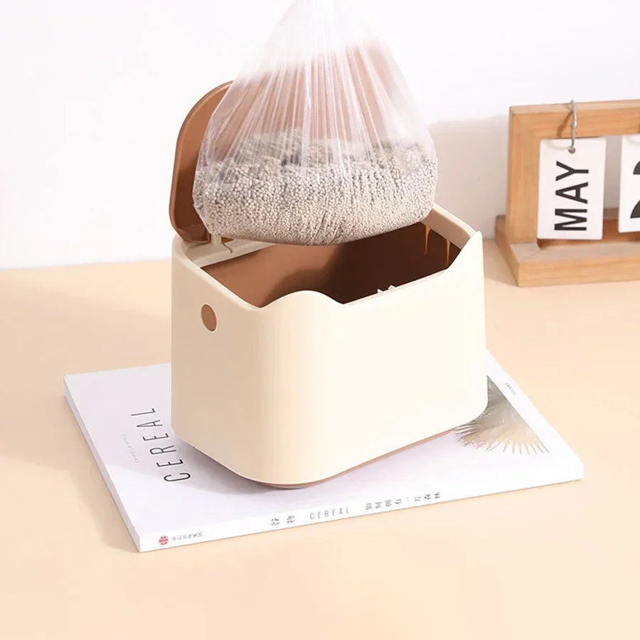 Cat Litter Waste Bin with Spring-Opening Lid