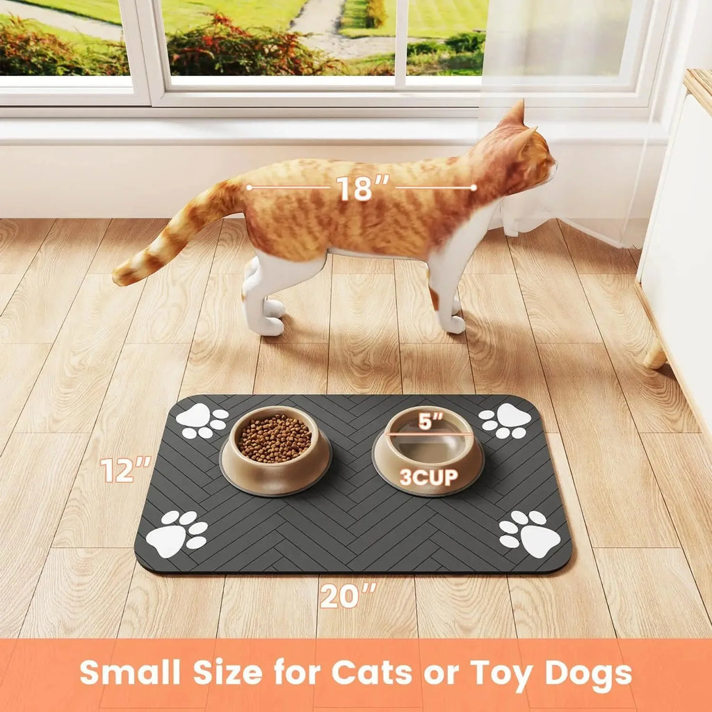 Pet Feeding Mat for Dogs & Cats – Absorbent, Waterproof, Rubber-Backed, Quick Dry