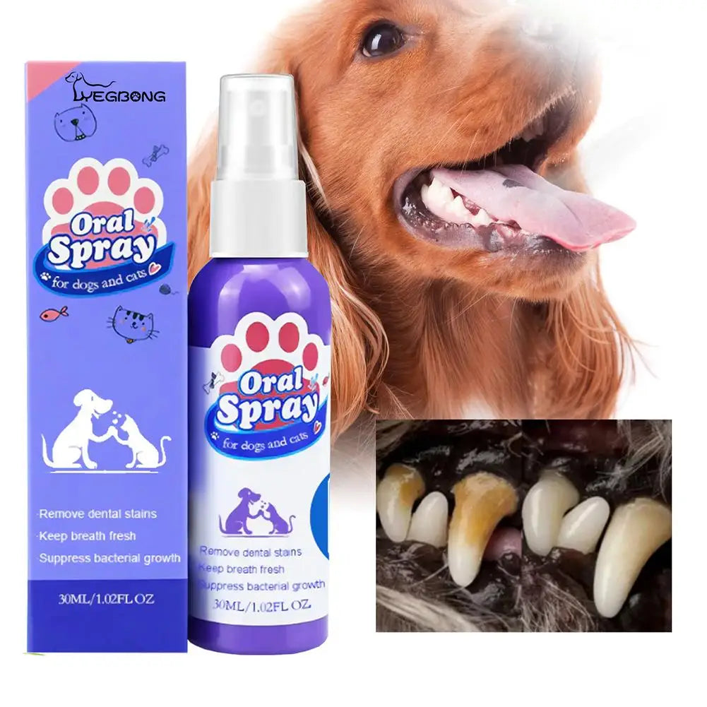 Pet Dental Spray for Dogs & Cats – Reduces Plaque & Tartar, Fresh Breath, 30ml