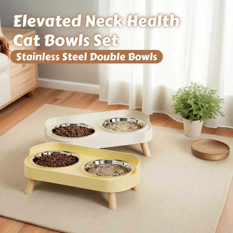 Elevated Dual-Bowl Pet Feeder with Neck Support