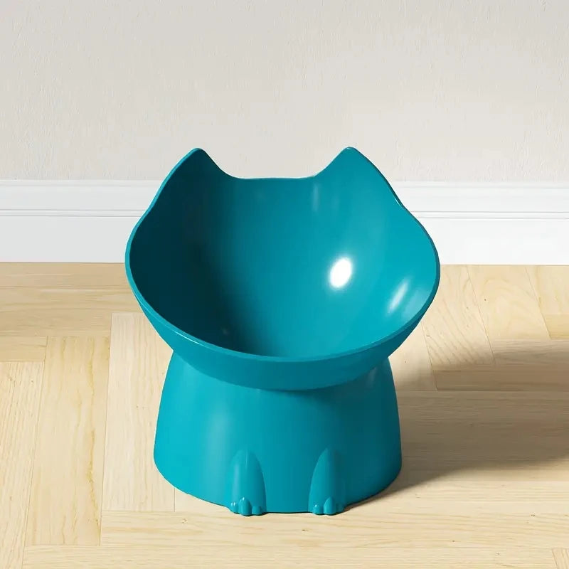 Tilted Elevated Cat Bowl with Neck Protection