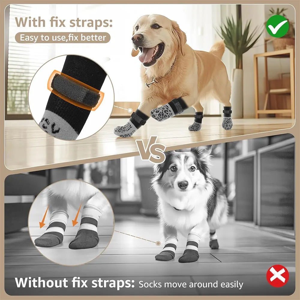Anti-Slip Dog Socks | Paw Protection, Strong Grip (4-Pack)