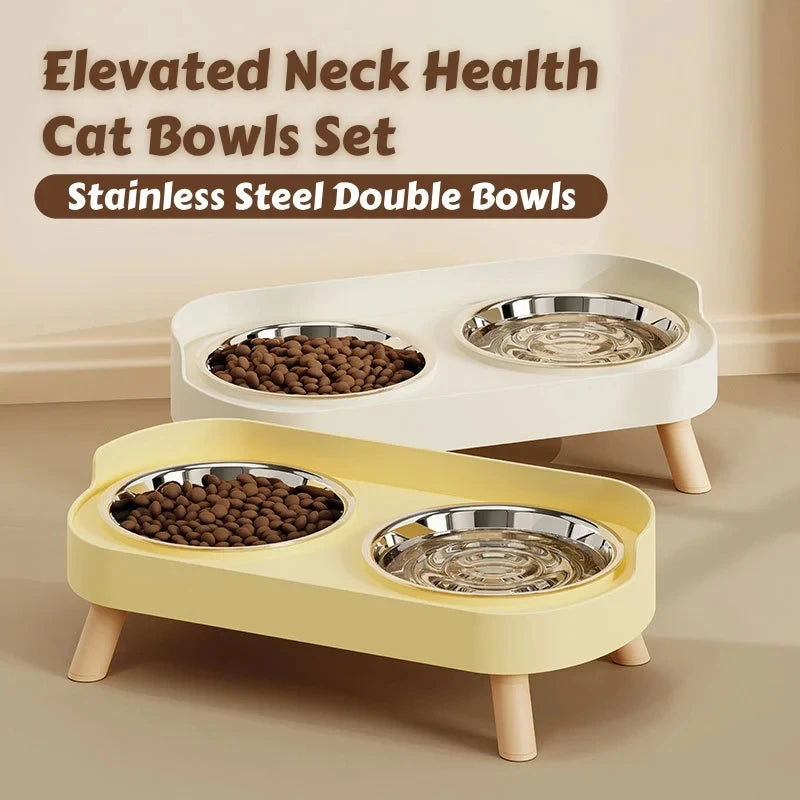Elevated Dual-Bowl Pet Feeder with Neck Support