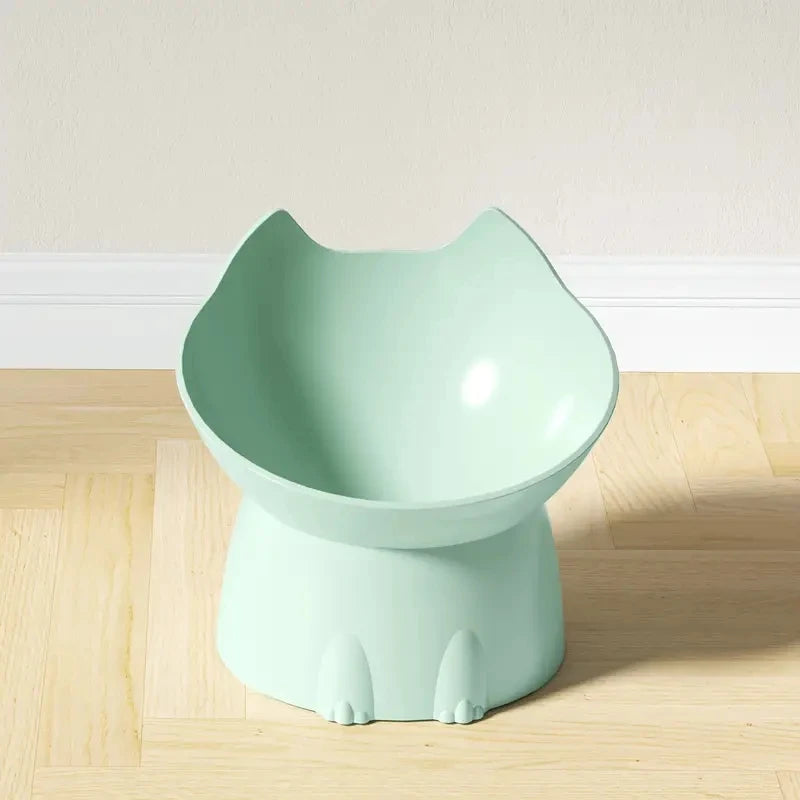 Tilted Elevated Cat Bowl with Neck Protection
