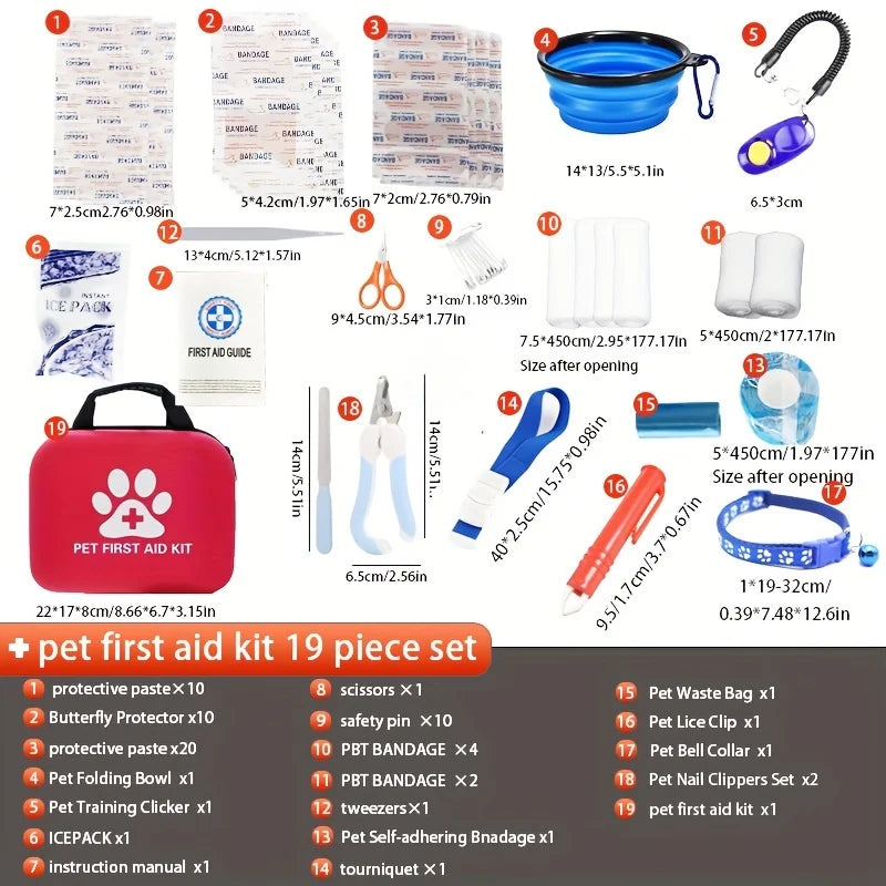 Pet First Aid Kit for All Animals – Emergency Supplies & Blanket, Hiking & Camping