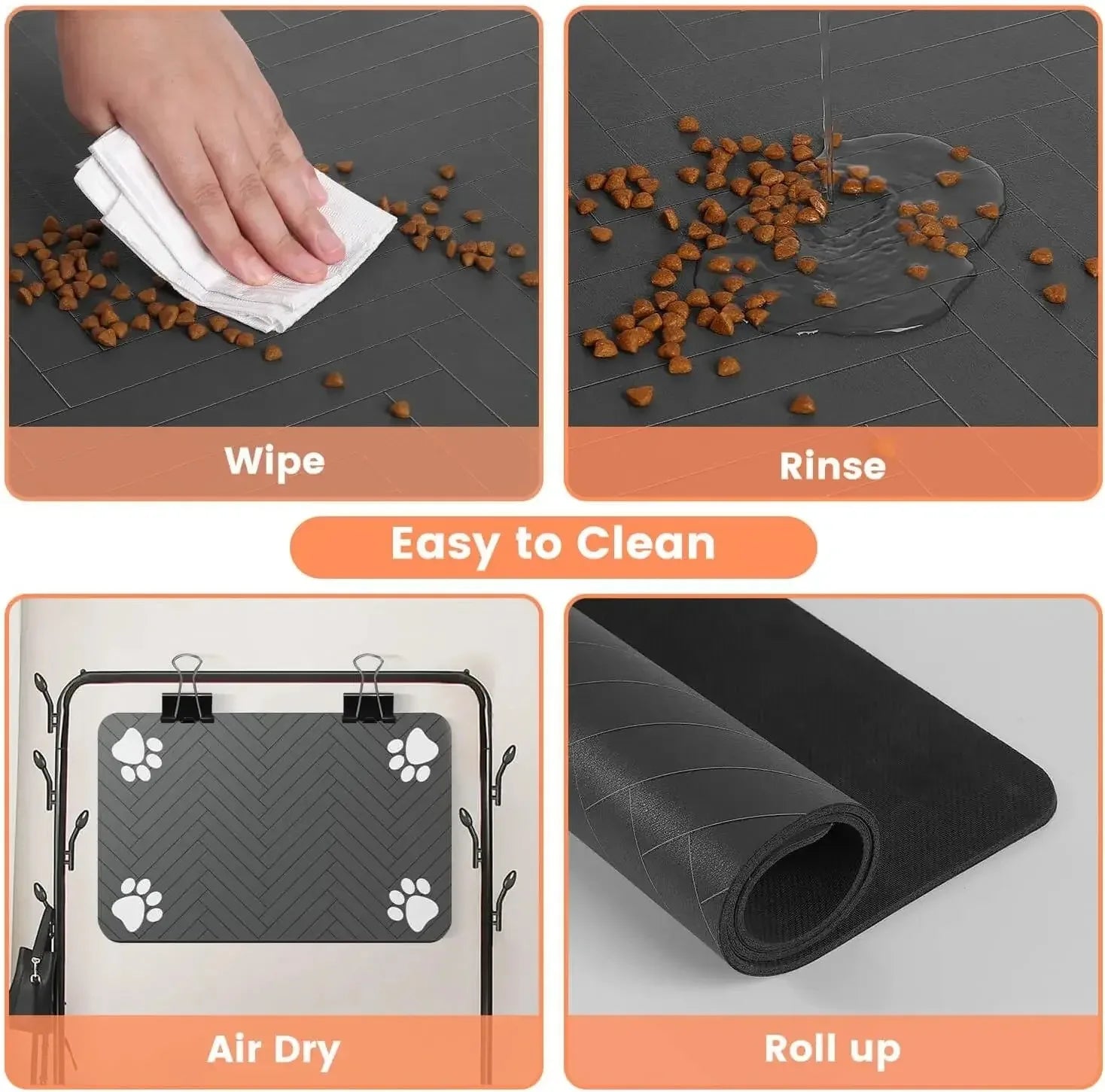 Pet Feeding Mat for Dogs & Cats – Absorbent, Waterproof, Rubber-Backed, Quick Dry