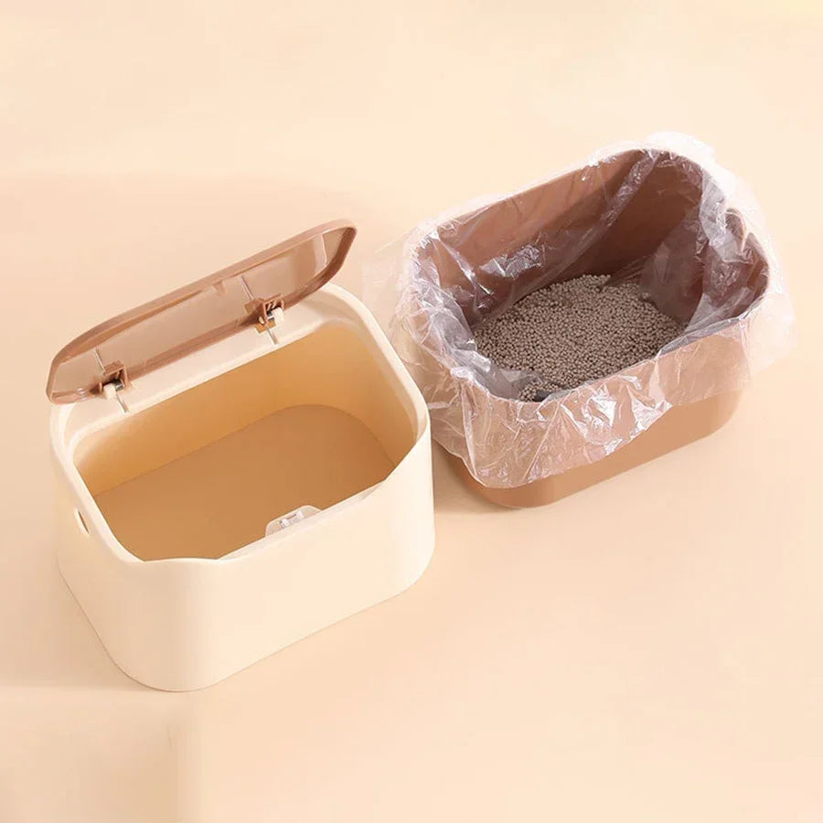 Cat Litter Waste Bin with Spring-Opening Lid
