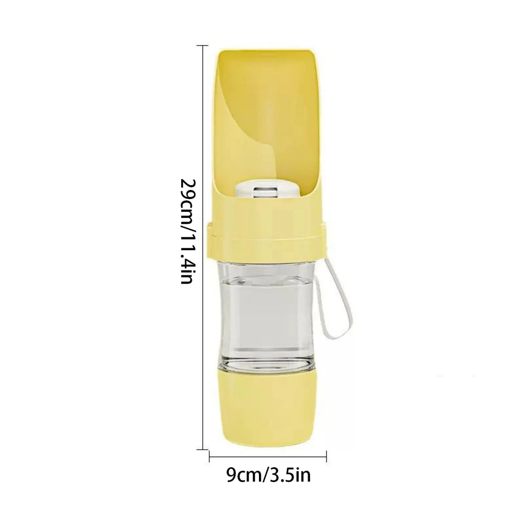 2-in-1 Travel Water Bottle & Food Container for Senior Dogs & Cats | 450ml Water + 150ml Feeder