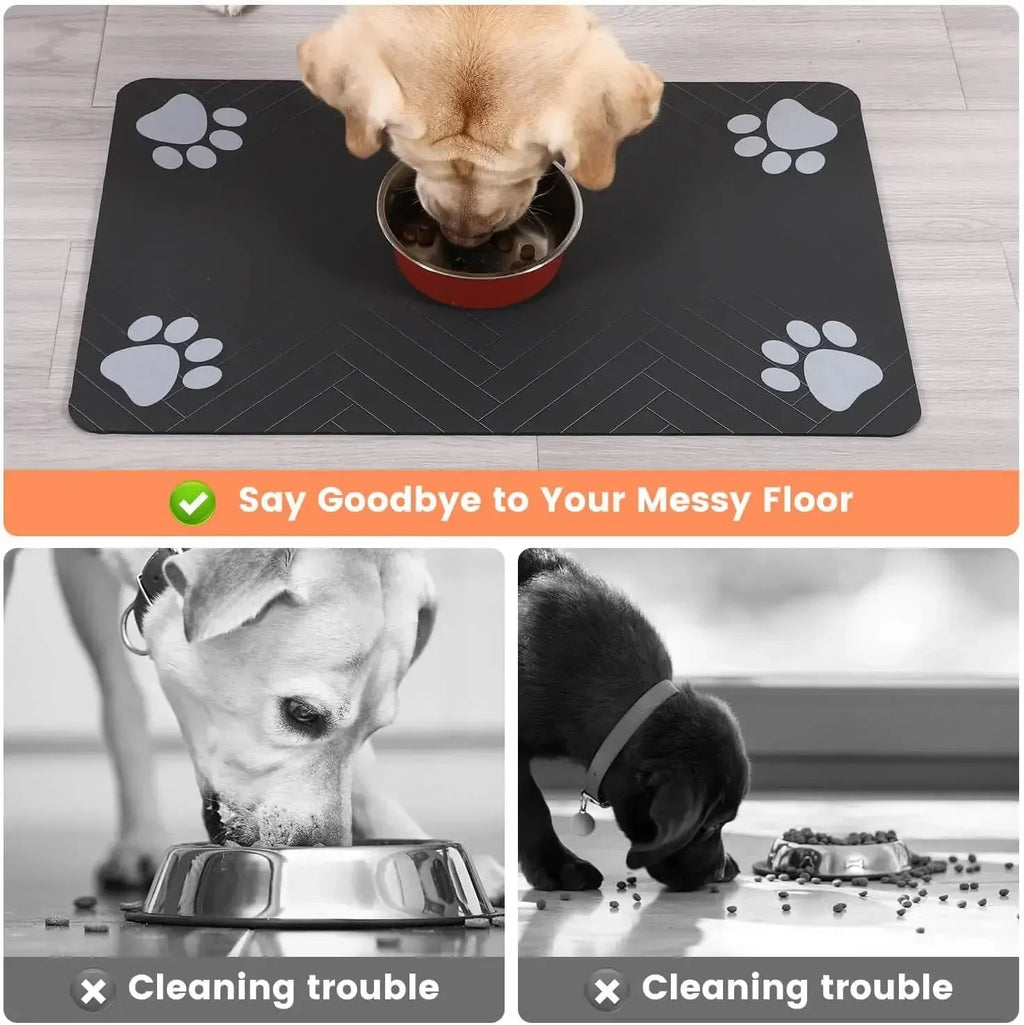 Pet Feeding Mat for Dogs & Cats – Absorbent, Waterproof, Rubber-Backed, Quick Dry
