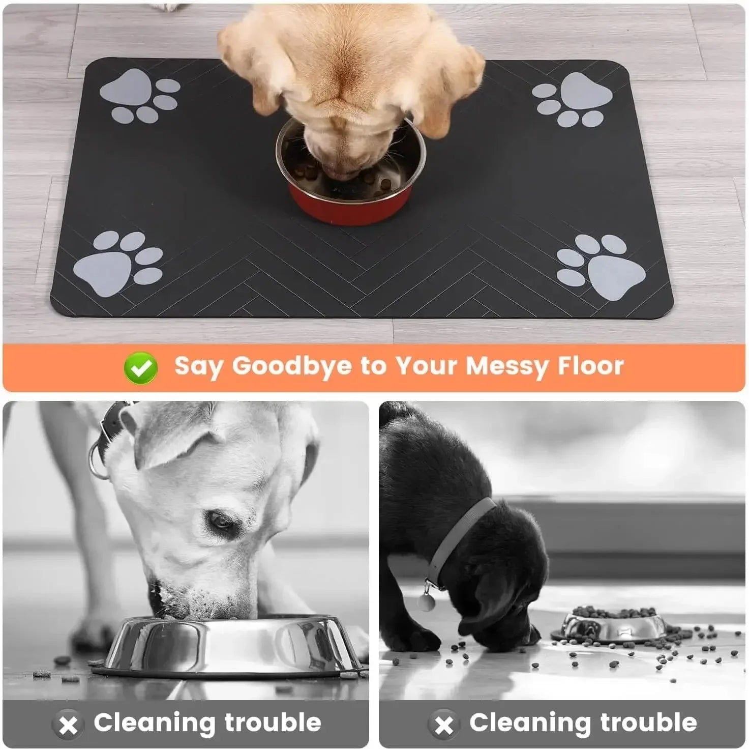Pet Feeding Mat for Dogs & Cats – Absorbent, Waterproof, Rubber-Backed, Quick Dry