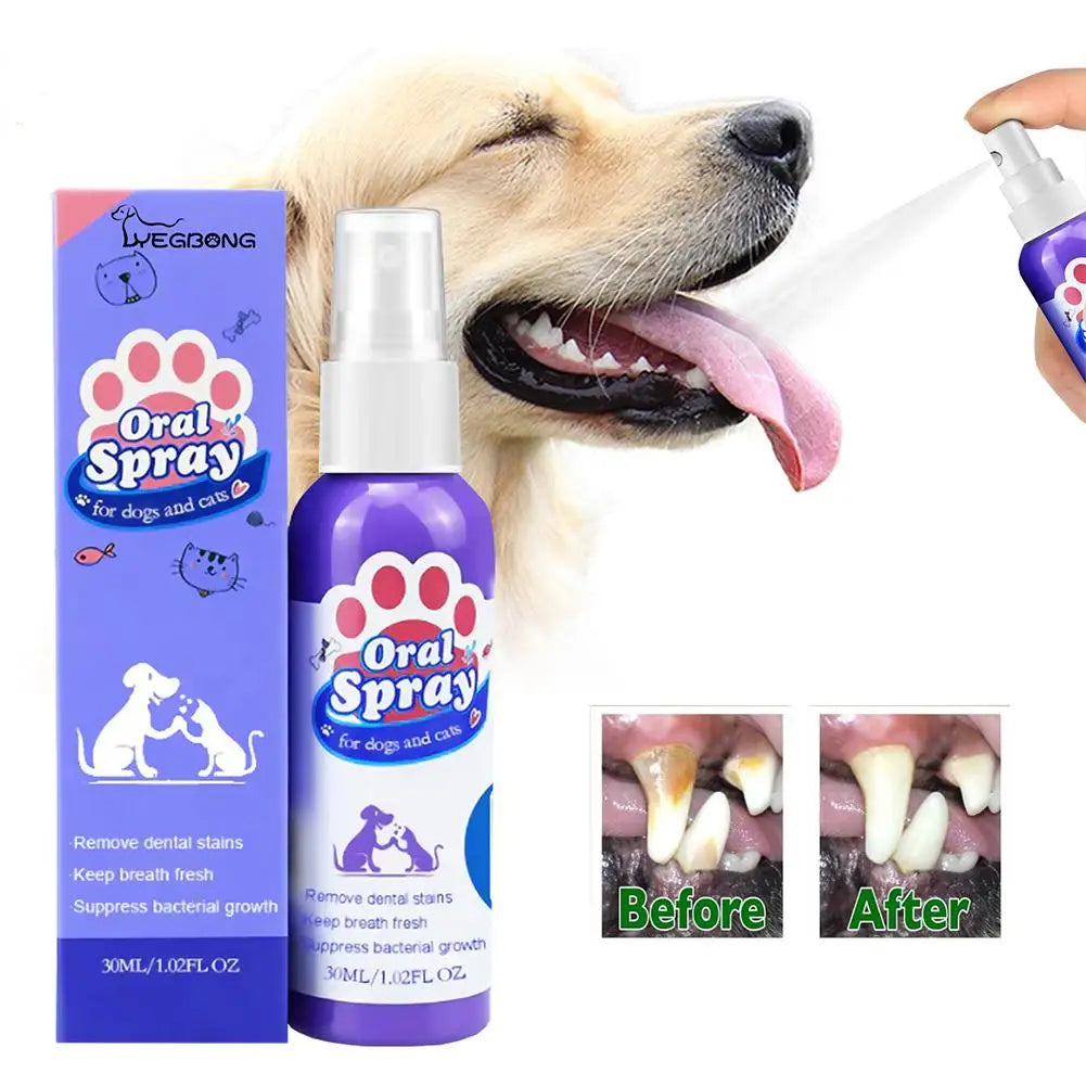Pet Dental Spray for Dogs & Cats – Reduces Plaque & Tartar, Fresh Breath, 30ml