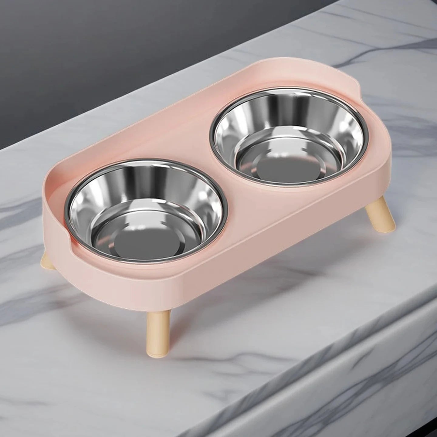 Elevated Dual-Bowl Pet Feeder with Neck Support