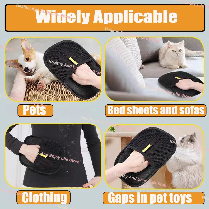 Pet Hair Removal & Grooming Gloves for Dogs & Cats | Double-Sided Deshedding Tool