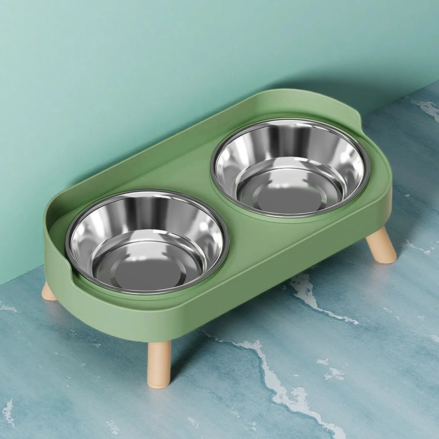 Elevated Dual-Bowl Pet Feeder with Neck Support