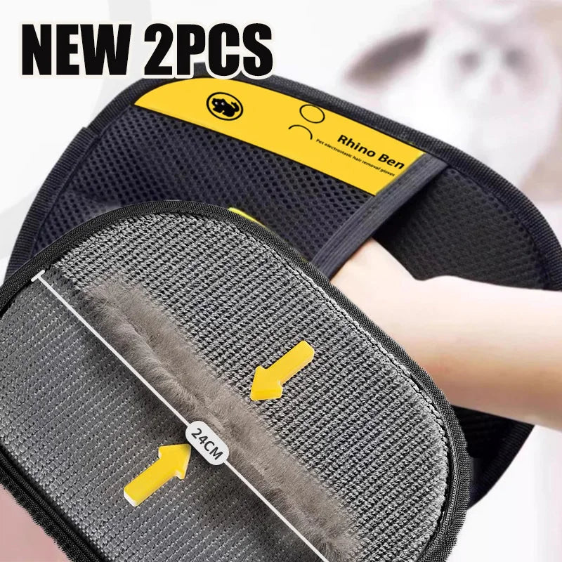 Pet Hair Removal & Grooming Gloves for Dogs & Cats – Double-Sided Deshedding Tool