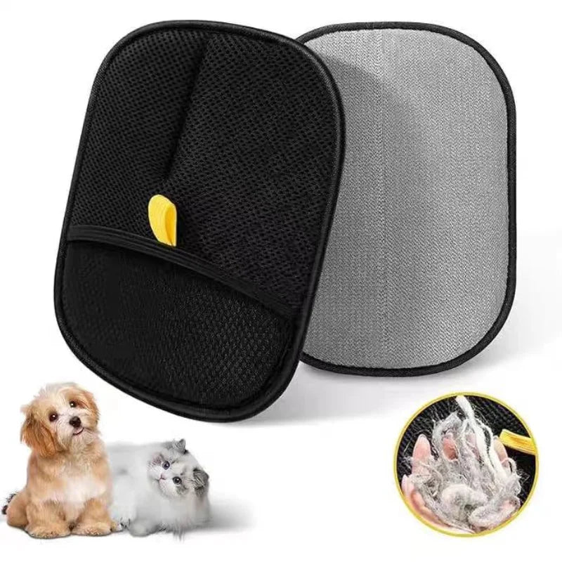 Pet Hair Removal & Grooming Gloves for Dogs & Cats – Double-Sided Deshedding Tool