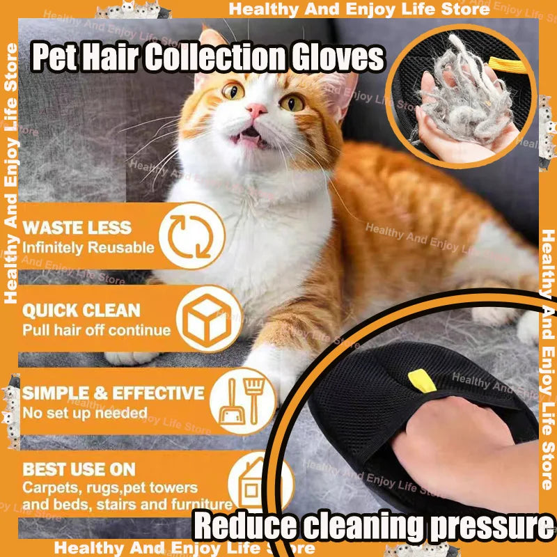 Pet Hair Removal & Grooming Gloves for Dogs & Cats | Double-Sided Deshedding Tool