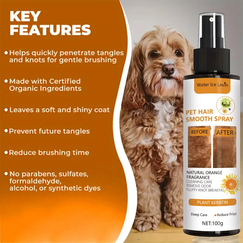 Pet Hair Smoothing & Moisturizing Spray for Dogs & Cats – Softens & Adds Shine