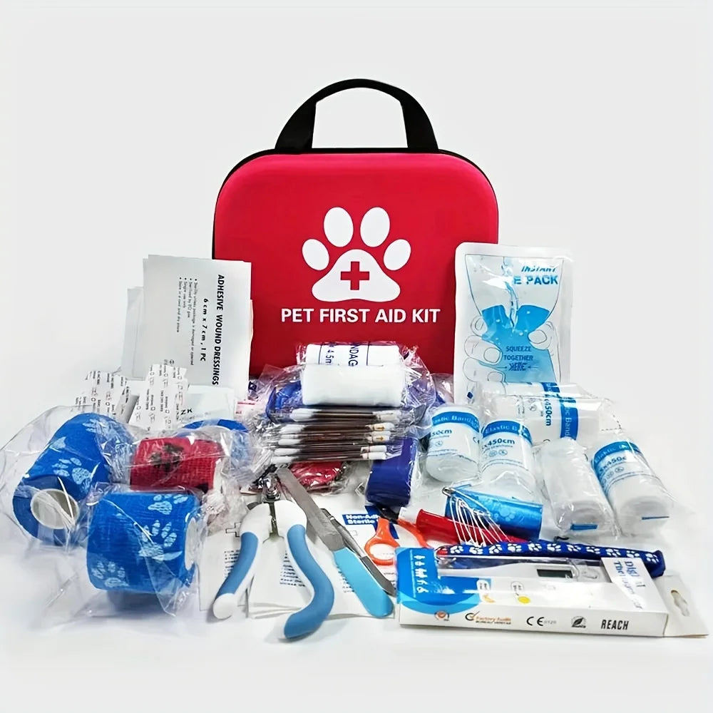 Pet First Aid Kit for All Animals – Emergency Supplies & Blanket, Hiking & Camping