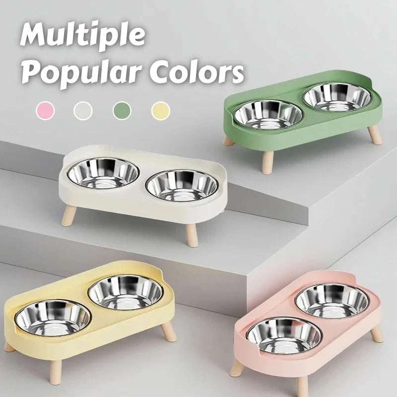 Elevated Dual-Bowl Pet Feeder with Neck Support