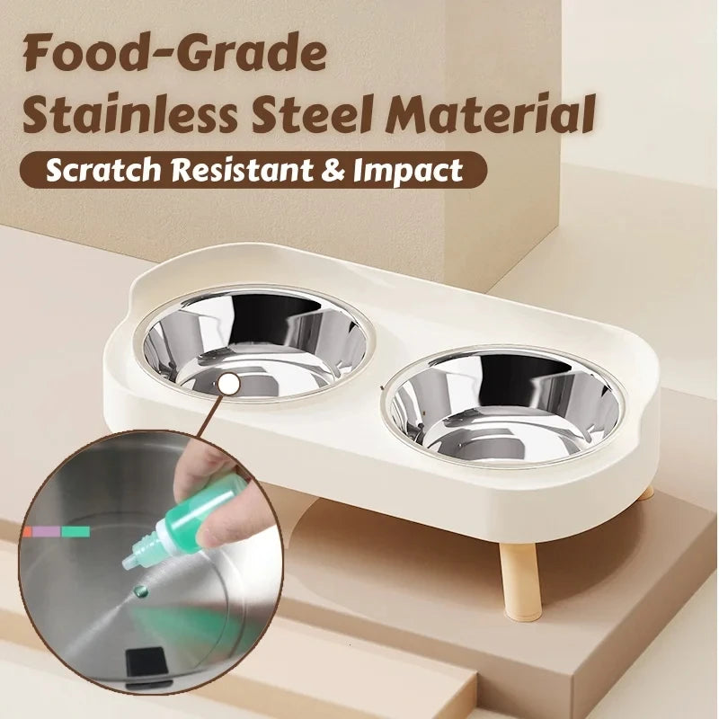 Elevated Dual-Bowl Pet Feeder with Neck Support
