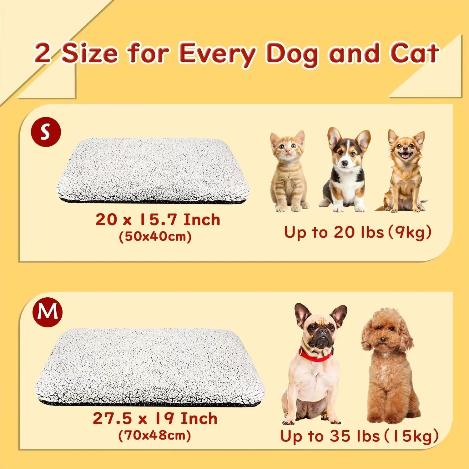 Self-Heating Pet Mat/Blanket, Suitable for Dogs and Cats, Washable Pet Warming Mat, Long-Pile Core Layer.